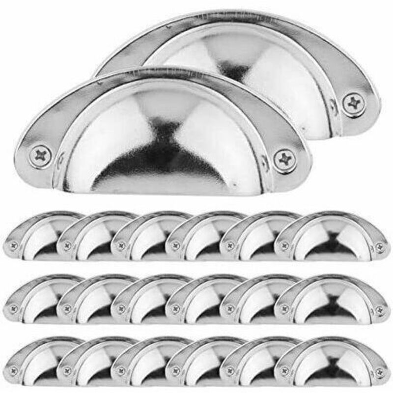 [neuwertig]20 Vintage Muschelgriffe Für Schubladenschränke, Küchenmöbel, Gebogener Eisen-retro-schranktürknauf, Möbelgriff, Eisenknauf (silber)