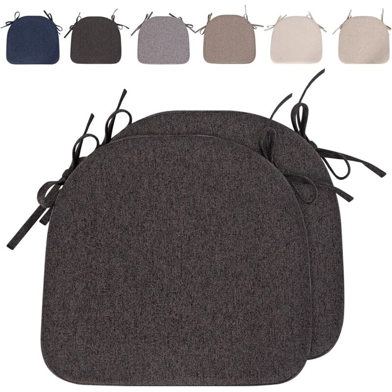 [neuwertig]set Mit 4 Stuhlkissen Mit Bändern (43 X 41 Cm), Rutschfest, Halbkreisförmig, Bequem, Waschbar, Rutschfest - Ideal Für Haus Und Garten (dunkelgrau - 2 Stück)