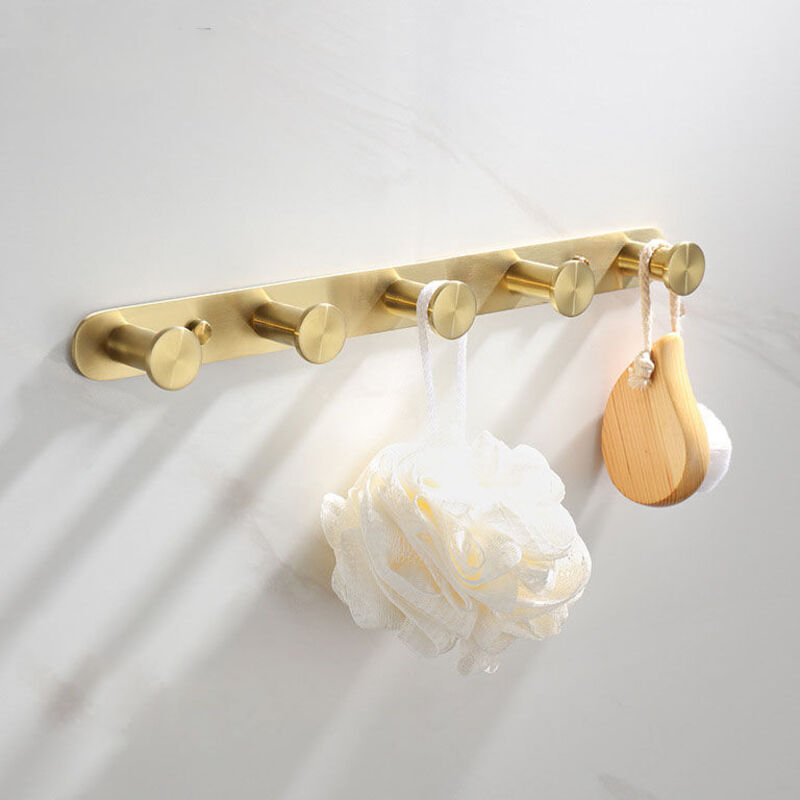 [neuwertig]wandhaken Mit 5 Haken, Garderobenständer Aus Edelstahl, Handtuchhalter, Badezimmer-accessoire-set (33 Cm – Gold)