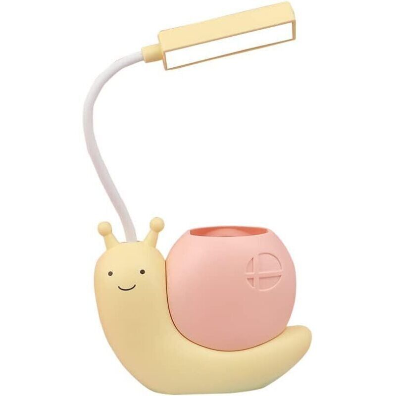 [neuwertig]led-schreibtischlampe Für Kinder, Schneckenform, Usb-stifthalter, Augen- Und Nackenschutz, 360° Verstellbar, Gelb