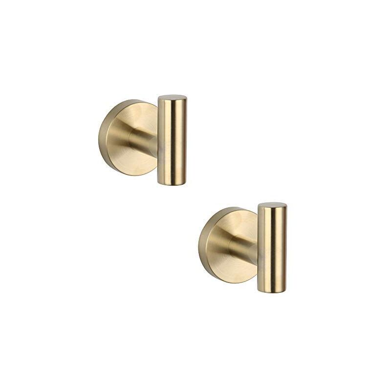 [neuwertig]set Mit 2 Haken Aus Gebürstetem Edelstahl Sus 304 In Goldoptik. Verdeckte Schraubbefestigung. Korrosionsbeständig. Für Moderne Badezimmer.