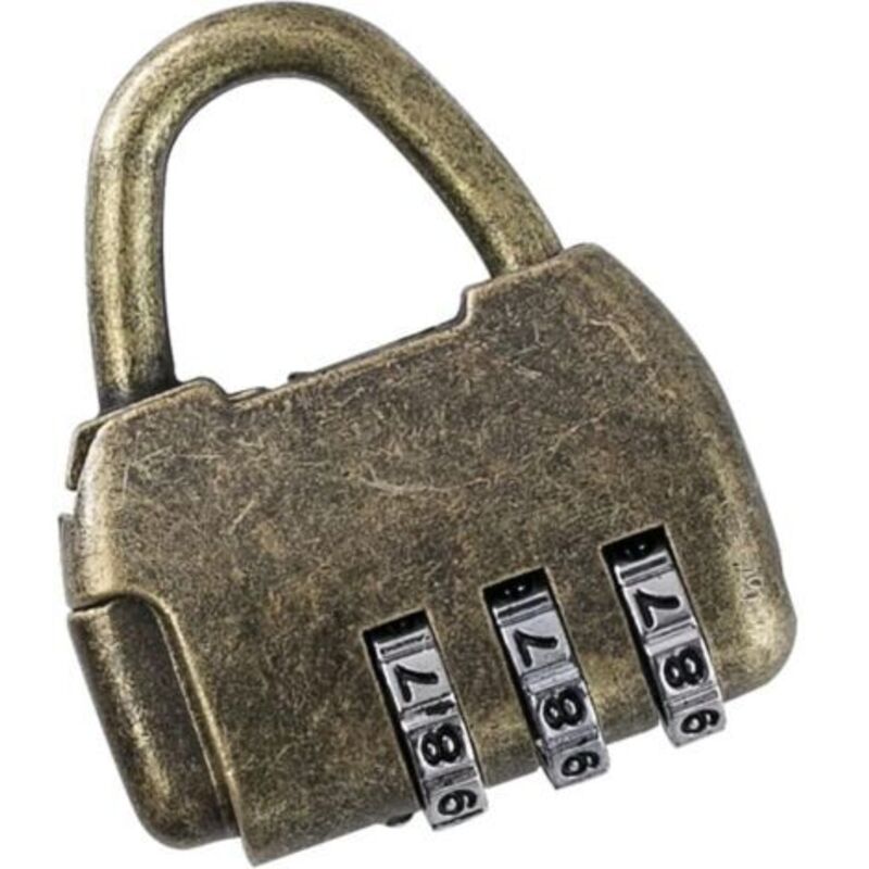 [neuwertig]vintage 3-stelliges Zahlenschloss, 4,3 X 3,5 X 1,2 Cm, Gold
