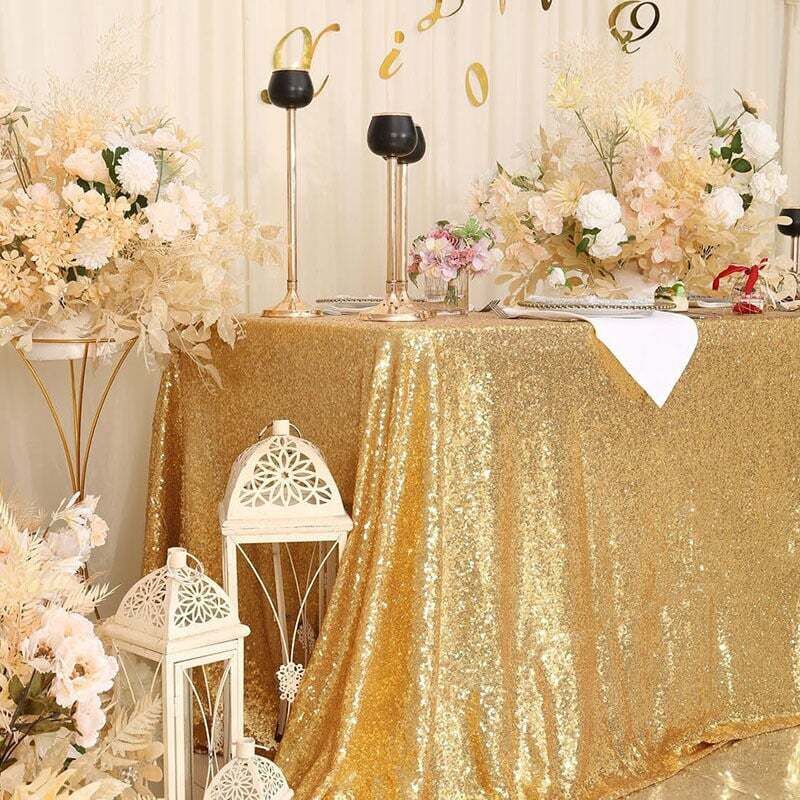 [neuwertig]goldene Tischdecke Ohne Pailletten, 130 X 220 Cm - Ideal Für Hochzeiten, Geburtstage, Weihnachten Und Andere Partydekorationen.