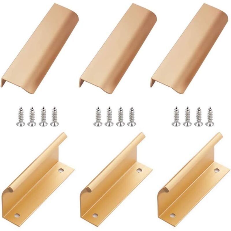 [neuwertig]verdeckter Aluminiumgriff, 4er-set Unsichtbare Möbelgriffe Aus Aluminiumlegierung Für Küchenschränke, Wohnzimmer (200x40mm) (gold)