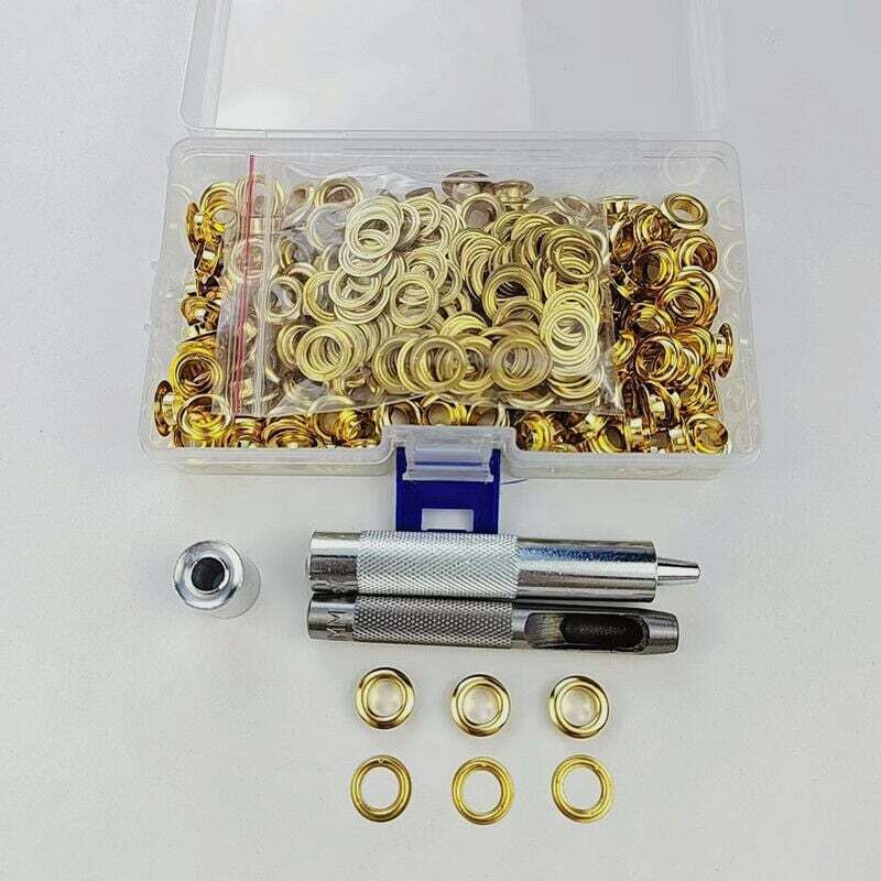 [neuwertig]ösen-set, 100 Sets Mit 12-mm-ösen, Planenreparatur-set, Mit 3 Ösenwerkzeugen Für Planen, Stoffe, Vorhänge (gold)