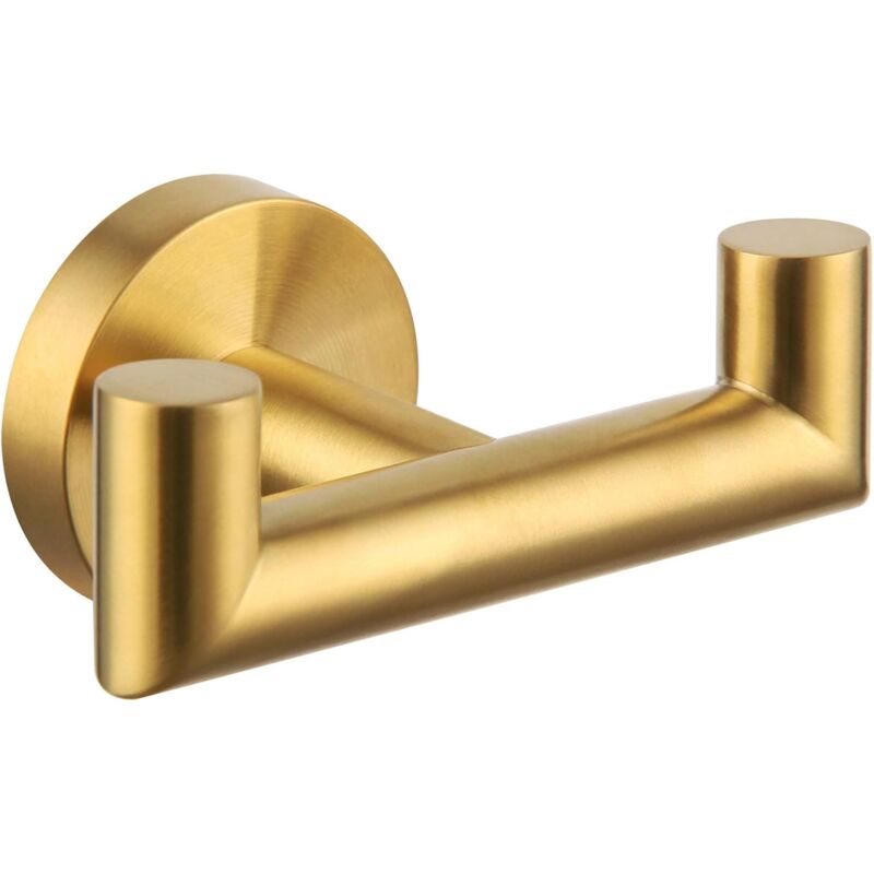 [neuwertig]einfacher Badezimmer-doppelhaken, Gebürstetes Gold, Handtuchhalter Aus Edelstahl Sus304, Doppelbademantelhalter Zur Wandmontage