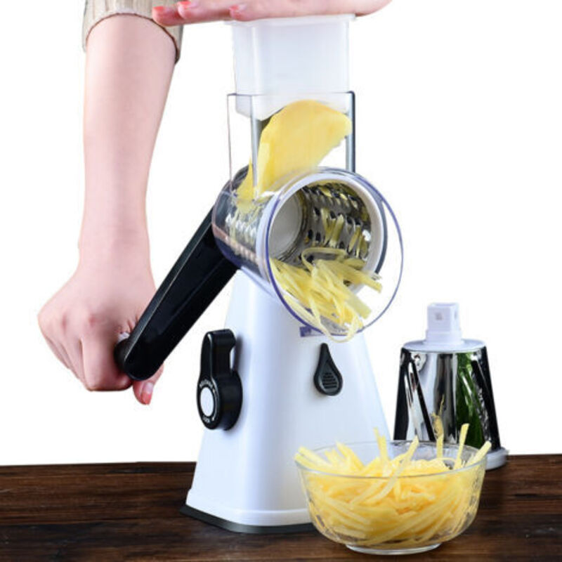 [neuwertig]multifunktionaler Gemüseschneider Mit Drehbarer Kurbel Und Reibe Für Kartoffeln, Karotten Und Käse. Praktisch Und Komfortabel.