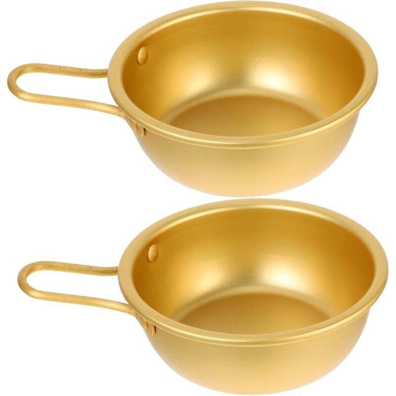 [neuwertig]set Mit 2 Koreanischen Gelben Aluminiumschüsseln Mit Griffen, Geeignet Für Reis, Wein, Ramen-suppe, Für Hauspartys, Kompatibel Mit Küchenutensilien