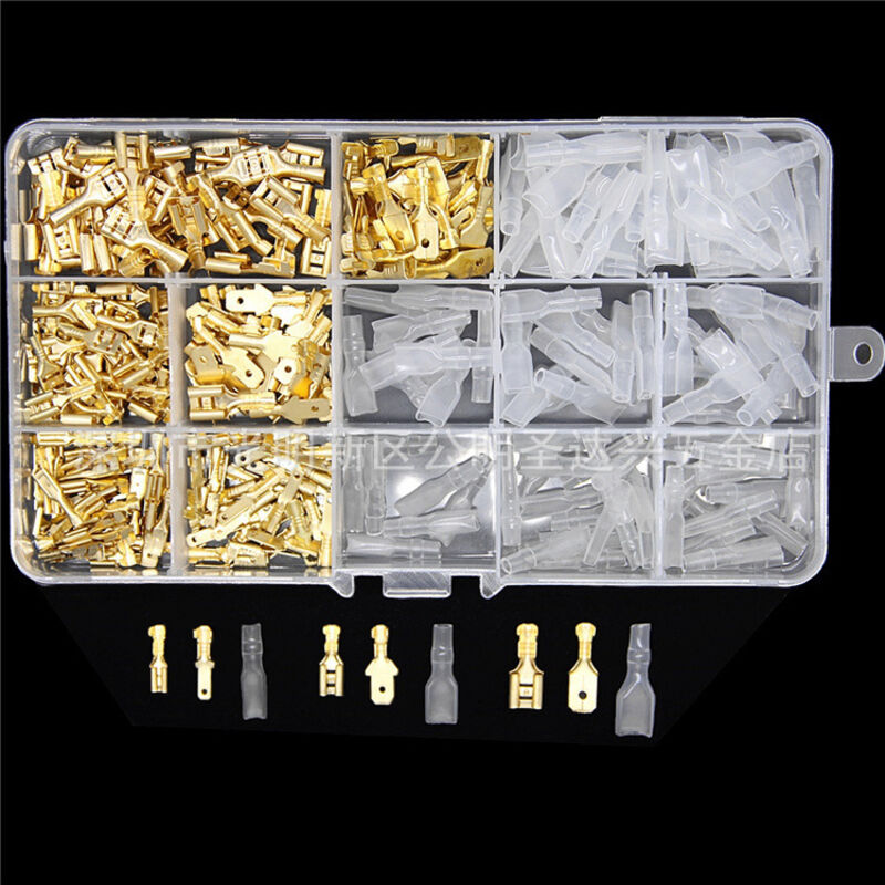 [neuwertig]elektrische Anschlussklemmen, 315 Stück 2,8 Mm 4,8 Mm 6,3 Mm Flache Buchsen Stecker Und Buchsen Mit Schutzhülle (gold)