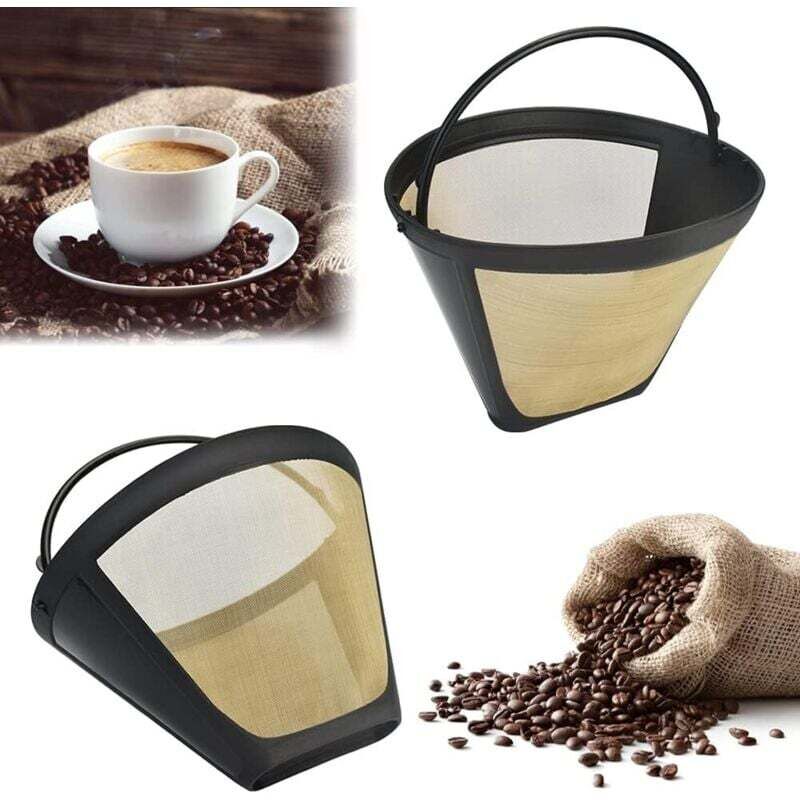 [neuwertig]2-teiliges Kaffeefilterset, Größe 4, Permanent-kaffeefilter, Edelstahl-kaffeefilter, Siebeinsatz, Waschbarer Goldfilter, Wiederverwendbarer Permanent-kaffeefilter Aus Kunststoff Mit Griff