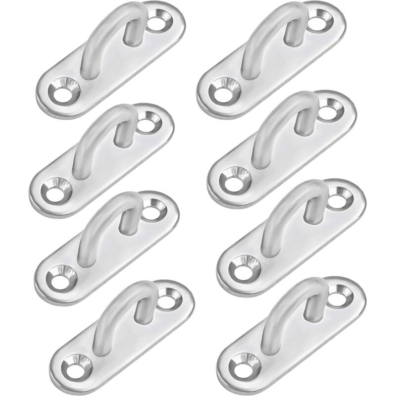 [neuwertig]ösenplatte Aus Edelstahl M5 (8 Stück) – Länglicher U-förmiger Metallhaken Zur Wand- Und Deckenmontage (45 X 15 Mm) – Befestigungshaken Für Aufhängungen Mit Einer Tragkraft Von 25 Kg