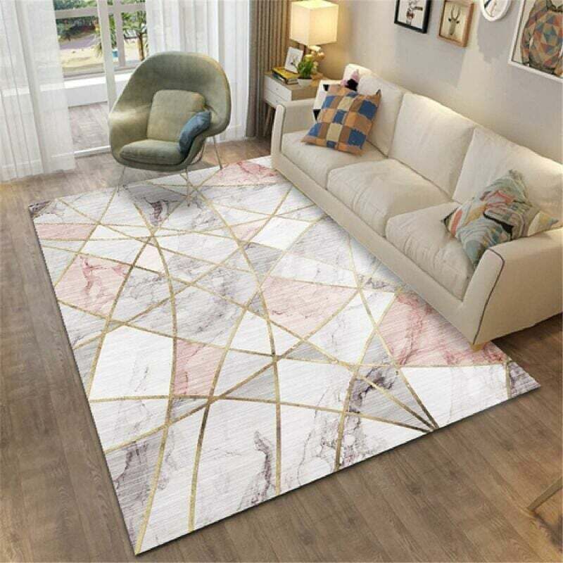 [neuwertig]geometrischer Wohnzimmerteppich Im Modernen Stil, Grau-rosa, Strapazierfähig, Weich, 120 X 180 Cm. Ideal Für Mädchen-, Teenager- Und Babyzimmer.