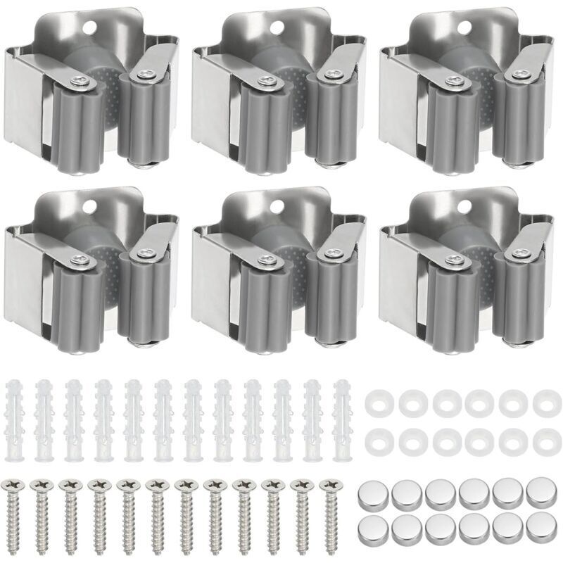 [neuwertig]6-teiliger Wandhalter Für Besen, Werkzeuge Und Mopps, Für Bad, Küche, Büro, Kleiderschrank, Garten, Garage