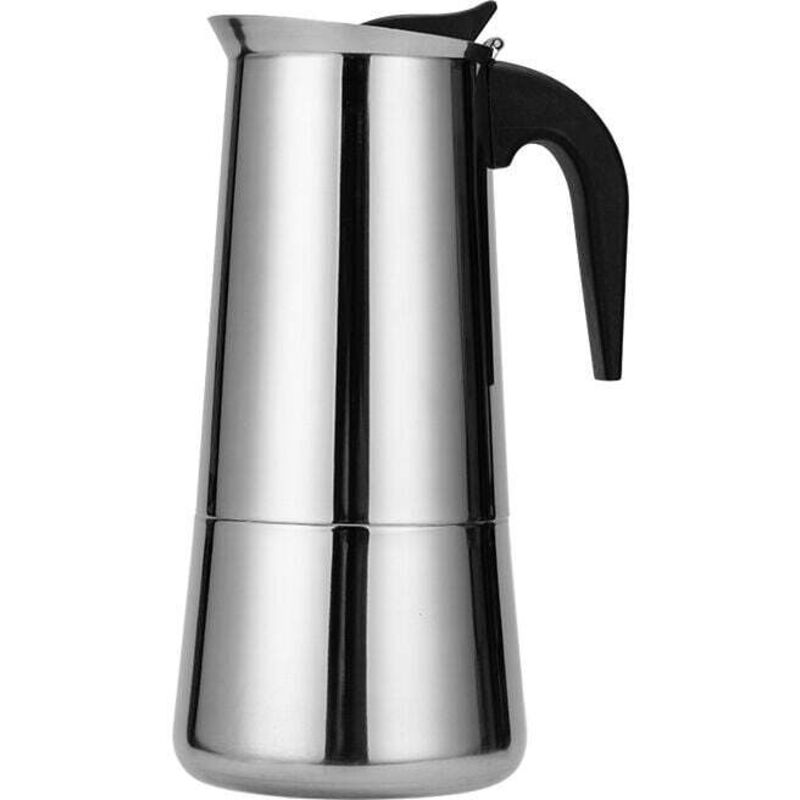 [neuwertig]italienische Kaffeemaschine, Edelstahl-mokakanne, 300 Ml Fassungsvermögen, Induktionsgeeignet, Mit Ergonomischem Griff