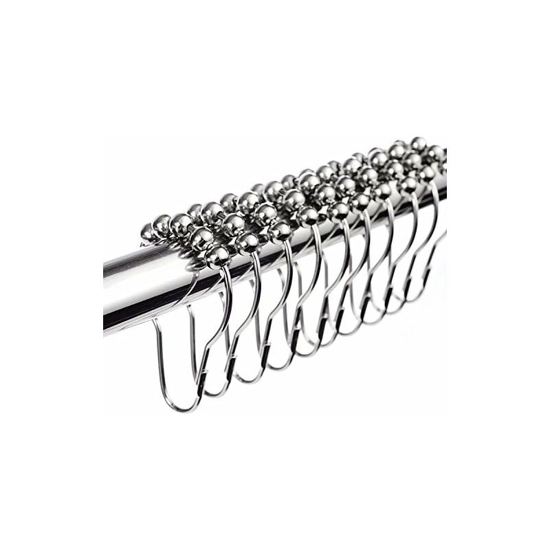 [neuwertig]set Mit 12 Duschvorhangringen Aus Edelstahl Mit Schiebesystem, 12 Einzelhaken, 69 X 39 Mm