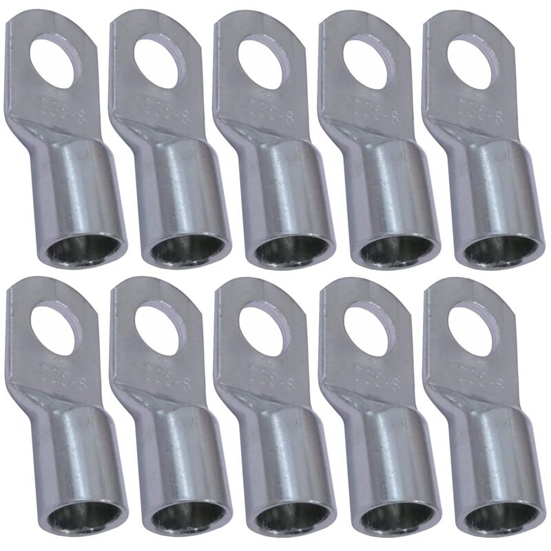 [neuwertig]packung Mit 10 Röhrenförmigen Crimp-kabelschuhen – Öse – Ø 8 Mm – Unisoliert – Für 35 Mm² Leiterquerschnitt – Kabelverbinder – Klemmung – Silberfarben