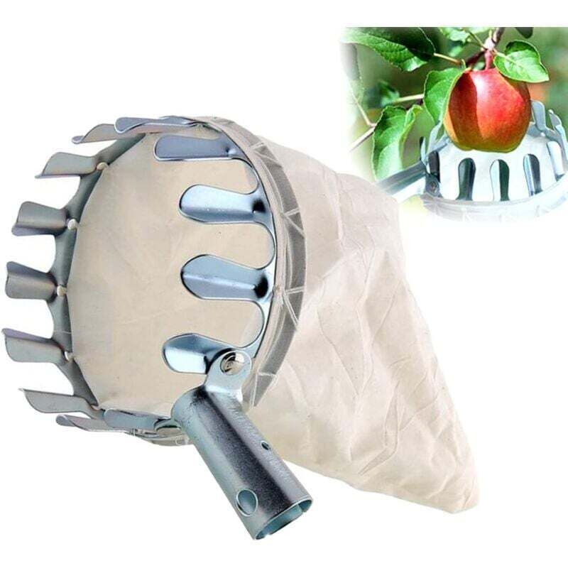 [neuwertig]obstpflücker, 1 Obstsammler, Obstpflücker Aus Metall, Obstpflücker Mit Tasche, Kirschpflücker, Durchmesser 16 Cm, Zum Pflücken Von Hohen Früchten (silber)