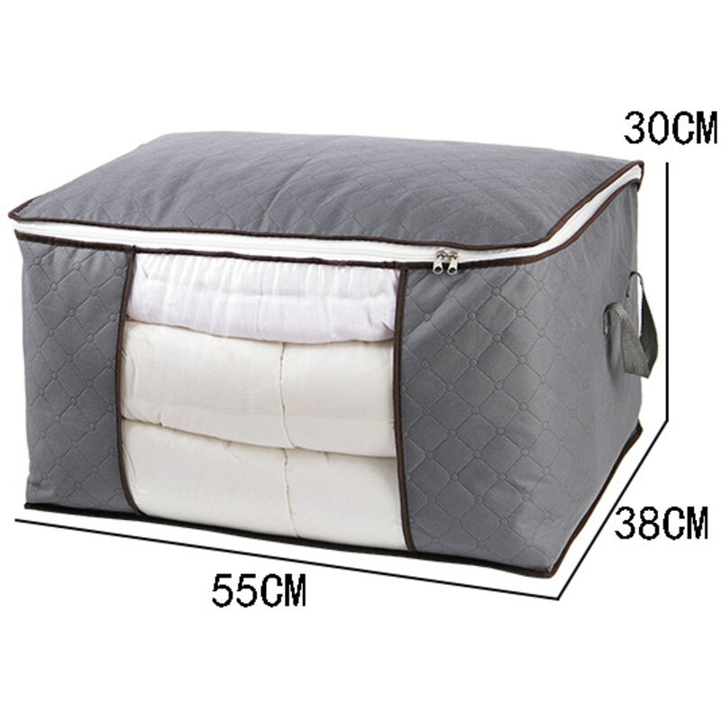 [neuwertig]2er-set Aufbewahrungsbeutel Für Kleidung, Faltbare Aufbewahrungsbox Für Unter Das Bett, Organizer Für Bettbezüge, Grau