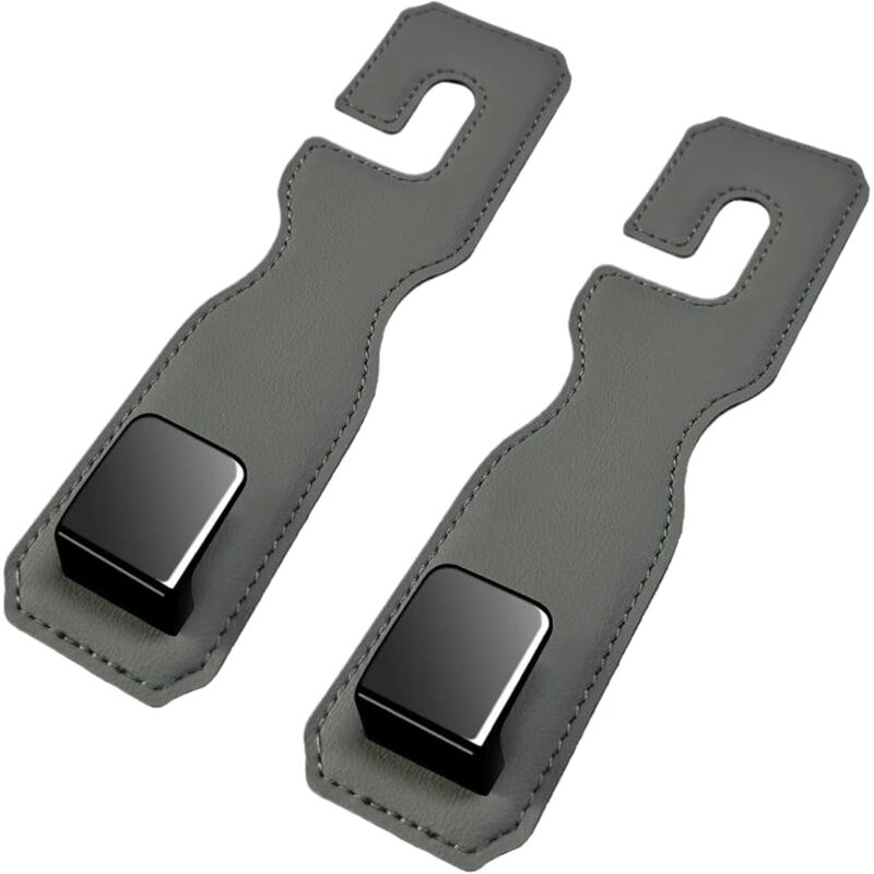 [neuwertig]autohaken, 2er-set Lederhaken Für Autositzlehnen, Autokopfstützenhaken, Universal-autohalterung Für Handtaschen, Geldbörsen, Taschen (grau)