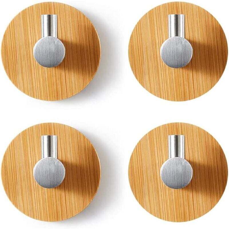 [neuwertig]4-teiliges Bambus-wandhaken-set, Edelstahl-bambushaken, Selbstklebende Bambushaken, Kein Bohren Erforderlich, Selbstklebende Handtuchhaken Für Bad, Wc Und Küche
