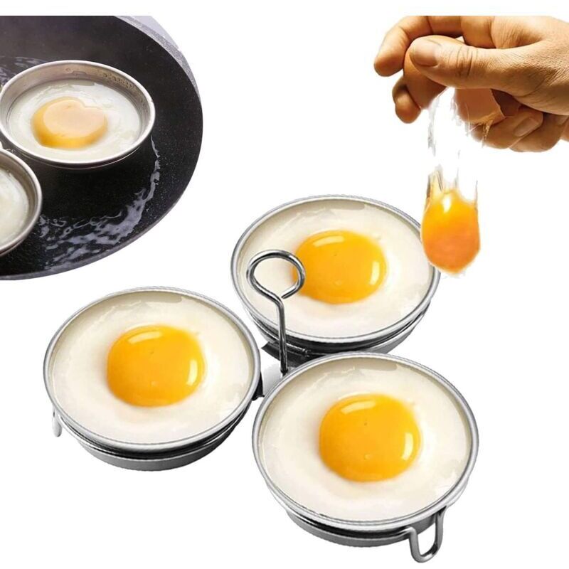 [neuwertig]eierpochierer Aus Edelstahl, Perfekt Für Pochierte Eier, Runde Eierkocherringe Für Das Frühstück, 3 Eierbecher