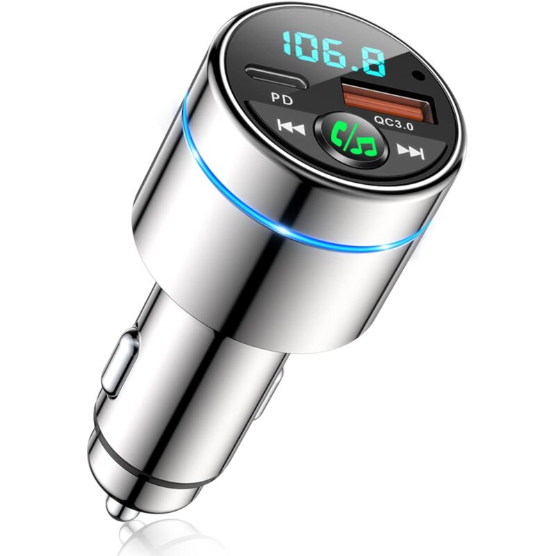 [neuwertig]bluetooth 5.3 Fm-transmitter, Bluetooth-kfz-adapter Aus Metall, Pd30w Usb-c + Qc3.0 Schnellladegerät Fürs Auto, Bluetooth-autoradio-adapter, Geräuschunterdrückung, Freisprechfunktion, Hifi-