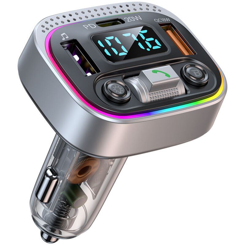 [neuwertig]bluetooth-fm-transmitter – Kabelloser Musikplayer Mit Farbiger Led-hintergrundbeleuchtung Fürs Auto, Unterstützt Freisprechanrufe, Bluetooth Qc 3.0 Von Bavokon