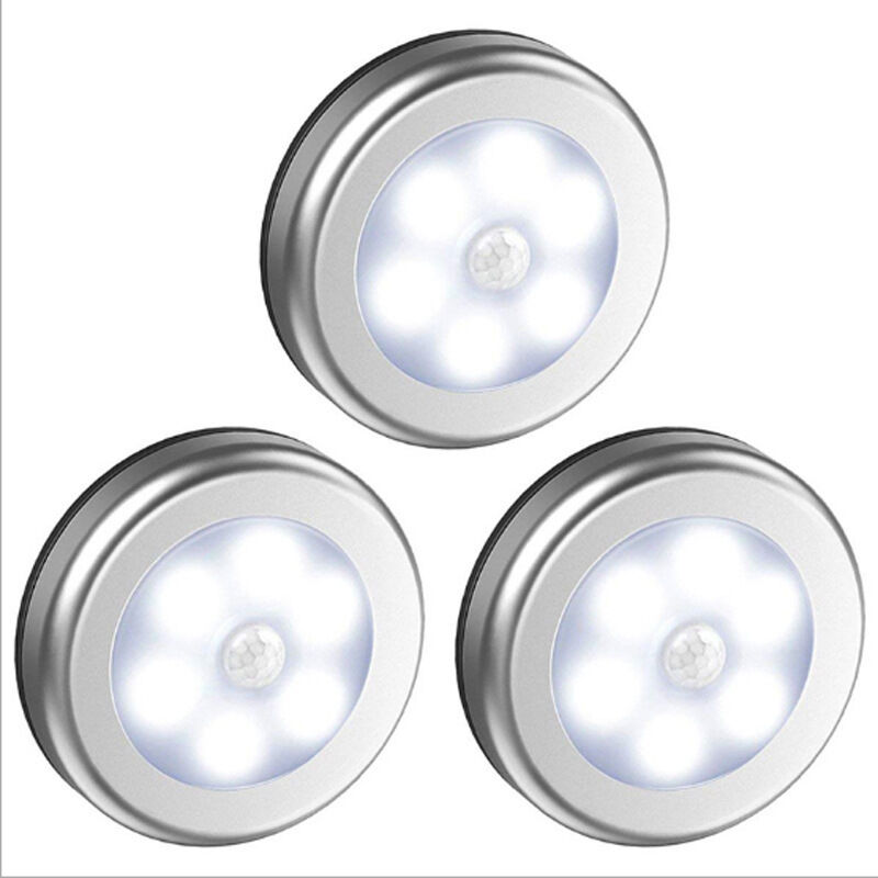 [neuwertig]3-teiliges Kabelloses Led-lichtset Mit Bewegungssensor Für Kleiderschrank, Treppenhaus, Flur, Küche, Schlafzimmer (silbernes Gehäuse (weißes Licht))