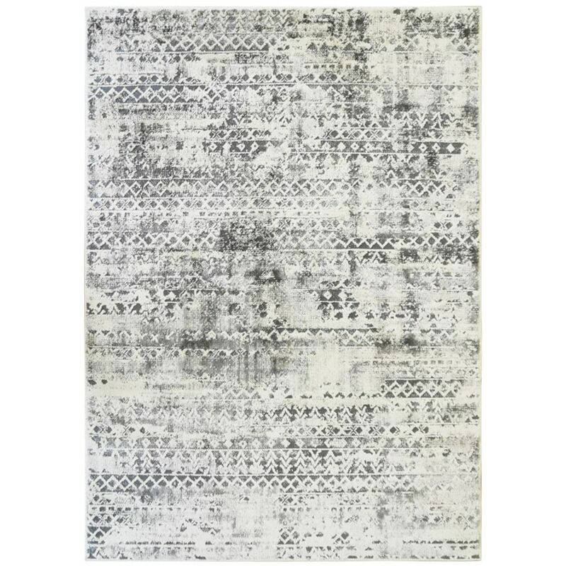 [neuwertig]extraweicher Wohnzimmerteppich Mit Cremefarbenem Und Silbernem Muster, 120 X 170 Cm