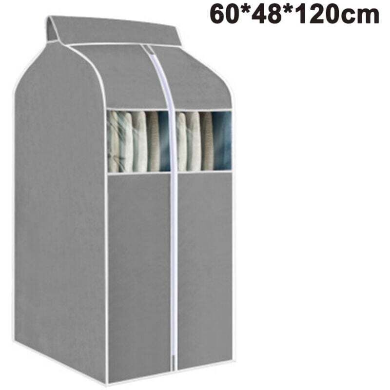 [neuwertig]hängende Kleiderständer-deckung, Vliesmaterial Mit Transparenten Pvc-fenstern, Stereoskopischer Kleidersack, Wasserdichte Kleiderschrank-abdeckung (grau, 60 × 48 × 100 Cm)
