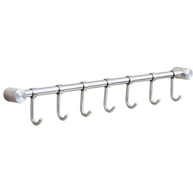[neuwertig]küchenutensilien- Und Handtuchhalter Aus Edelstahl Mit Abnehmbarer 40 Cm Wandhalterung - 7 Haken, Gebürstete Oberfläche (7 Haken)