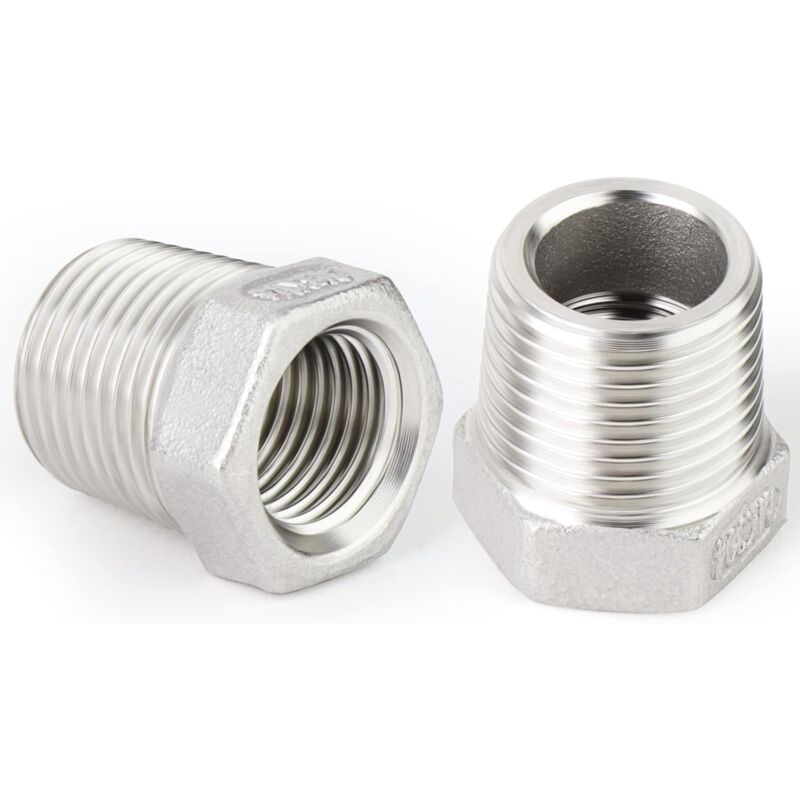 [neuwertig]2 Stück 1/2"-außengewinde Auf 1/4"-innengewinde Bsp-schlauchadapter, Reduzierstück Aus Edelstahl 304, Sechskantring, Außengewinde X Innengewinde