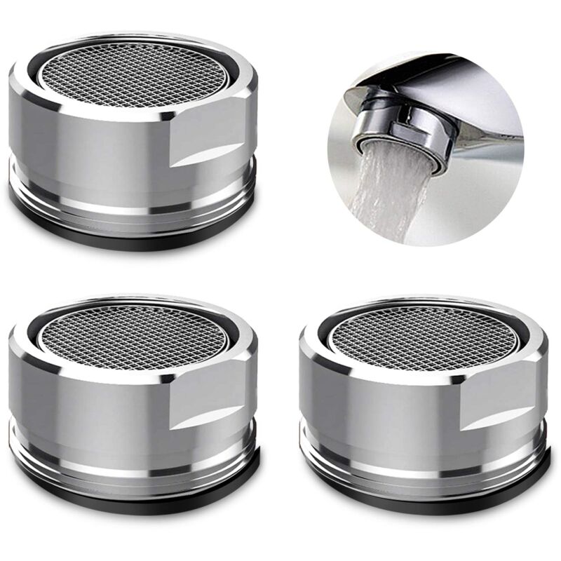 [neuwertig]3-teiliges Wasserhahn-luftsprudler-set, Wasserhahnfilter Mit Dichtungsring Für Küche Und Bad - Silber (außendurchmesser 24 Mm)