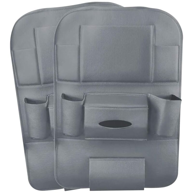 [neuwertig]2er-pack Auto-organizer Aus Pu-leder, Rücksitzschutzbezug, Kick Mat Auto-rücksitz-organizer Mit 10,1" Ipad-/tablet-halterung – Grau