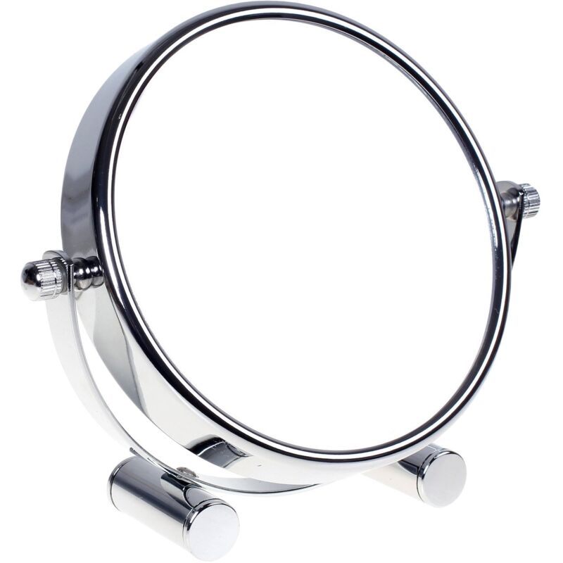 [neuwertig]freistehender Kosmetikspiegel, 5-fache Vergrößerung, Kompakter Tischspiegel, 15,3 Cm (6 Zoll), 360° Drehbar, 100 % Und 500 % Vergrößerung, Verchromt.