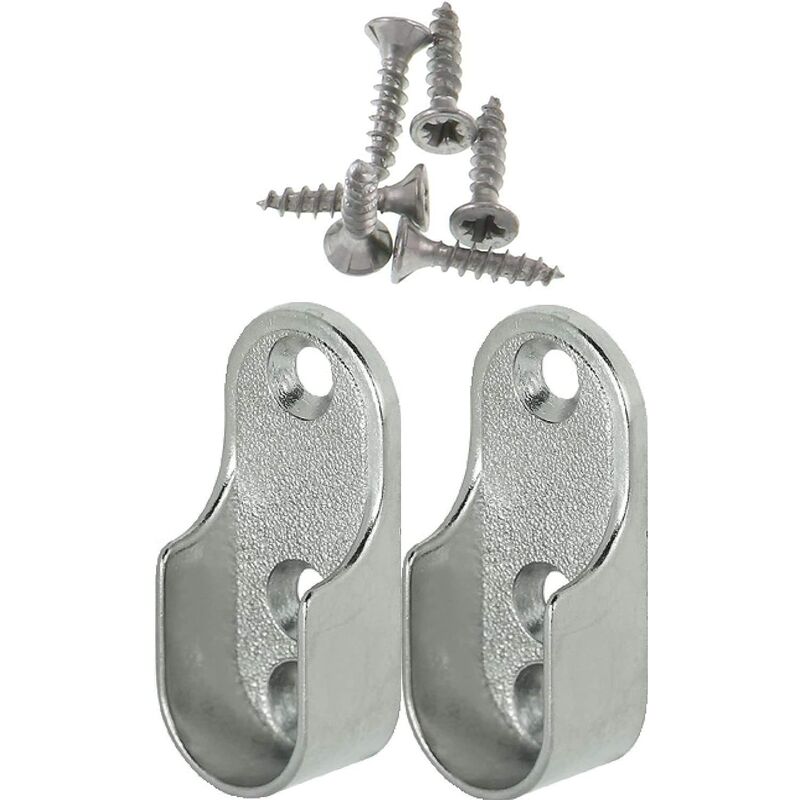 [neuwertig]ovale Kleiderstange Ova, 2-teilig – Halterung Für Ovale Kleiderstangen, Vernickelter Stahl, Befestigung Für Kleiderbügel, Metall-kleiderstangenhalterung