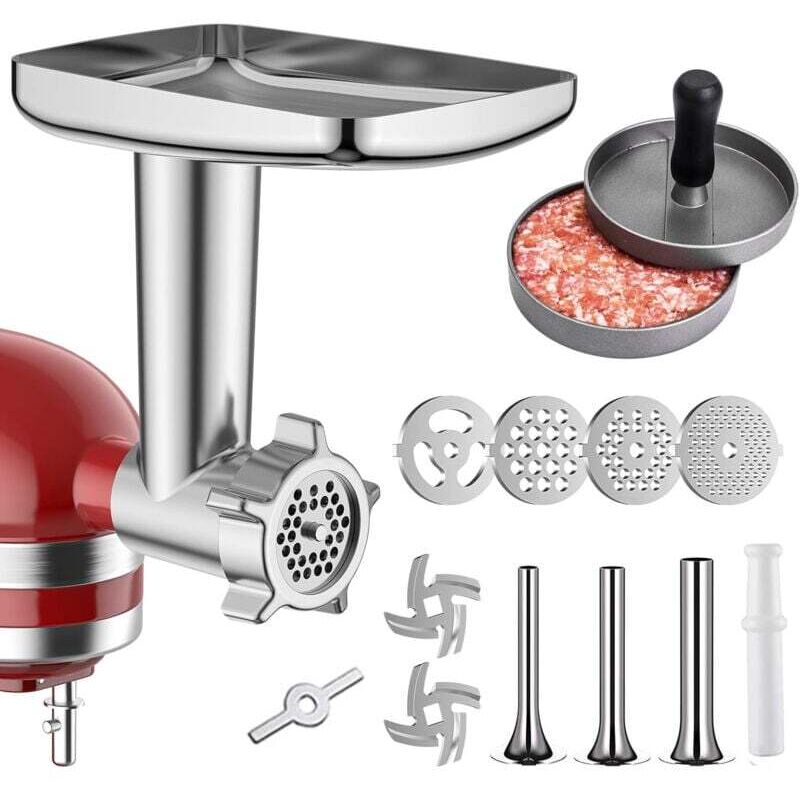 [neuwertig]metallener Fleischwolf-aufsatz Für Kitchenaid Küchenmaschinen. Fleischwolf, Wurstfüller, Inklusive 3 Wurstfüllaufsätzen. Kitchenaid Fleischwolf.