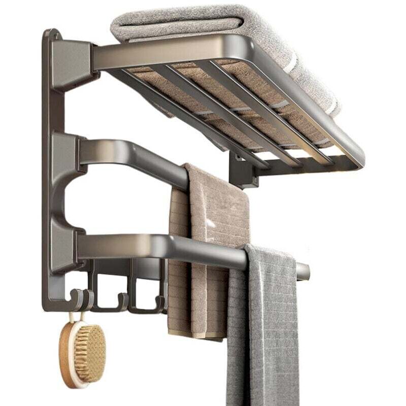 [neuwertig]wandmontierter Handtuchhalter Aus Aluminium, Kein Bohren Erforderlich, Badezimmerhalterung, Grau