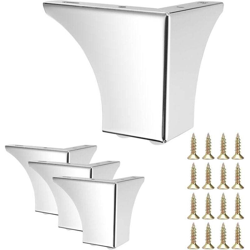 [neuwertig]ein Set Aus Vier 10 Cm Langen Metall-sofabeinen, Möbelbeinen, Schrankbeinen, Modernen Und Robusten Sofabeinen Und Ersatz-tischbeinen (silber).