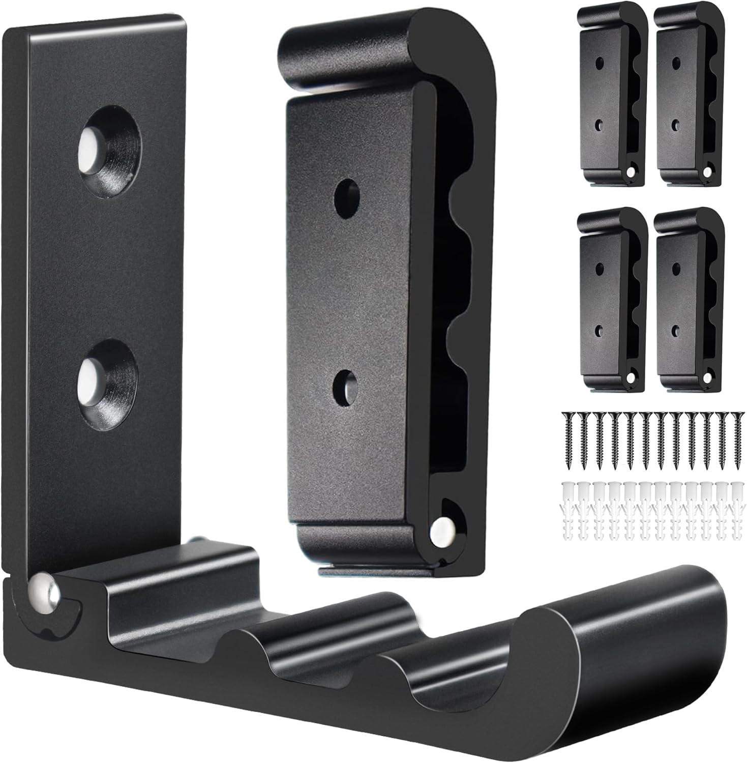 [neuwertig]wandhaken Faltbar, 6er Set, Für Kleiderhaken, Handtücher, Mäntel, Hüte, Rucksäcke, Kleiderbügel - Abnehmbar, Wellenförmig (schwarz, 6 Stück)