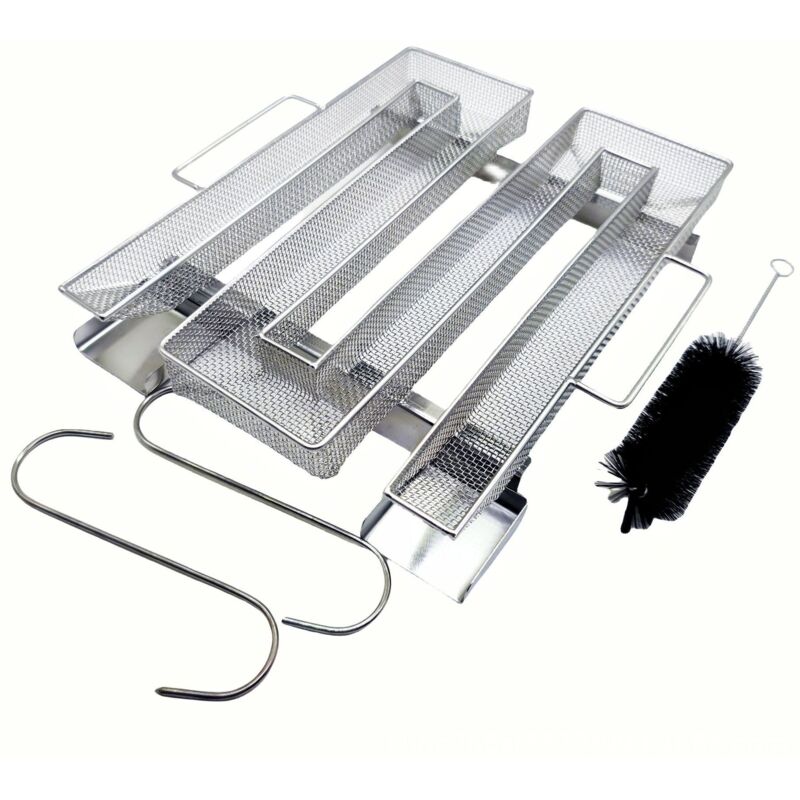 [neuwertig]kaltrauchgenerator Aus Edelstahl Mit 2 Fleischhaken + 1 Reinigungsbürste - Räucherofen Für Grills, Grillgeräte, Wiederverwendbare Räucheröfen (22,5 X 21,5 X 4 Cm)
