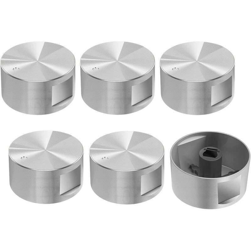 [neuwertig]set Mit 6 Ofenknöpfen, 6 Mm Knöpfe Für Gasherde Und Kochfelder, Silberfarbene Metallknöpfe Für Herde Und Kochfelder.