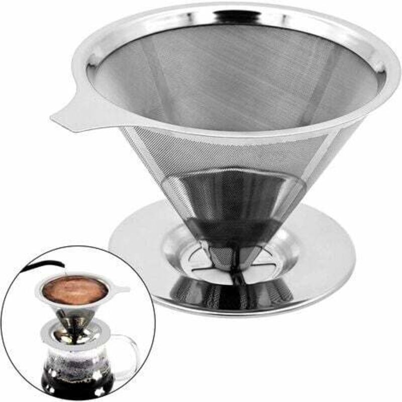 [neuwertig]permanenter, Papierloser Kaffeefilter Aus Edelstahl (300 Mesh), Wiederverwendbarer Kaffeefilter, Wiederverwendbarer Kegel-kaffeefilter Für 1 Bis 4 Tassen