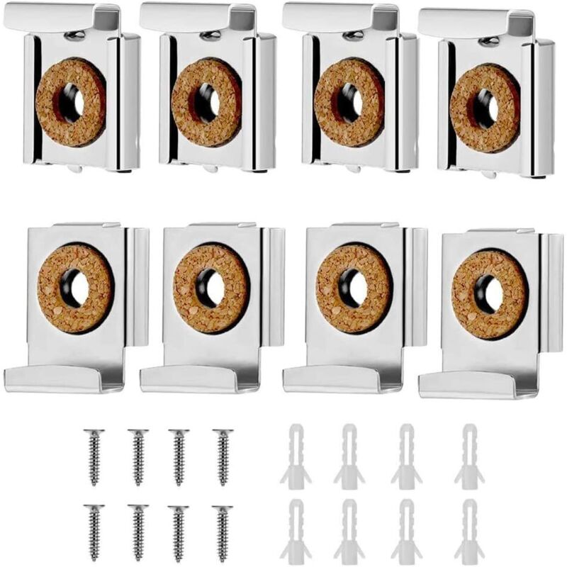 [neuwertig]spiegelwandhalterungen, Spiegelstützen, Verstellbare Wandspiegelklemme, Spiegelklammer, Für Wandspiegel In Badezimmern Und Ankleidezimmern, 8 Stück