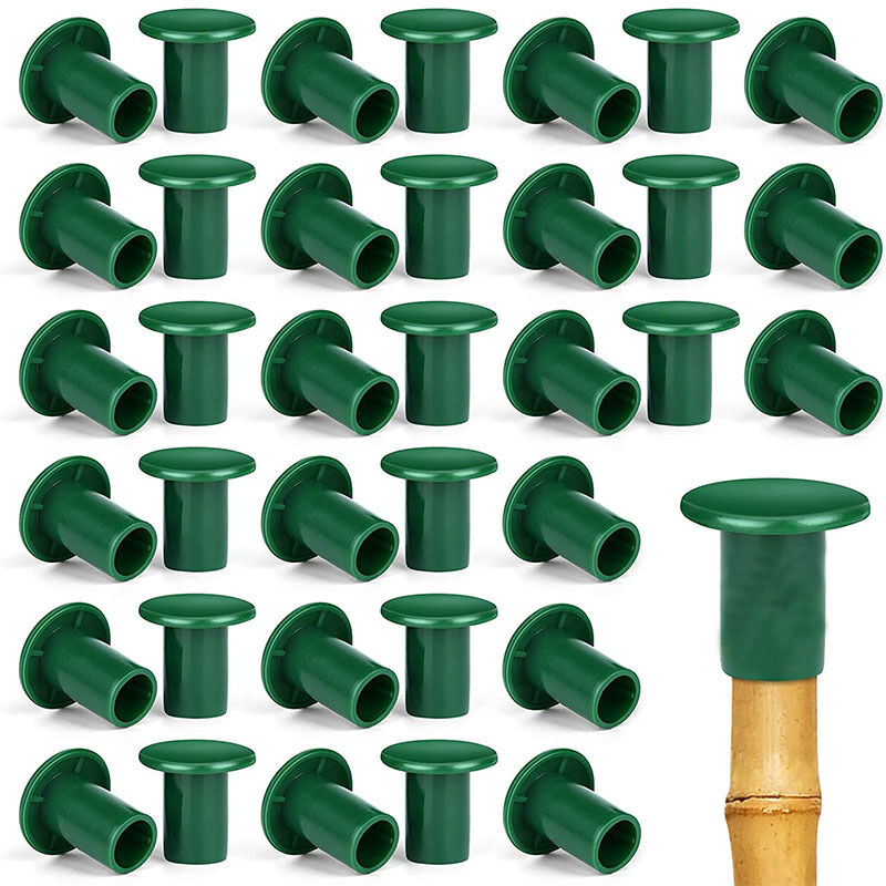 [neuwertig]48 Schutzkappen Aus Gummi Für Gartenstäbe, Pflanzenstützen Und Bambusstäbe, Grün, 33 Cm