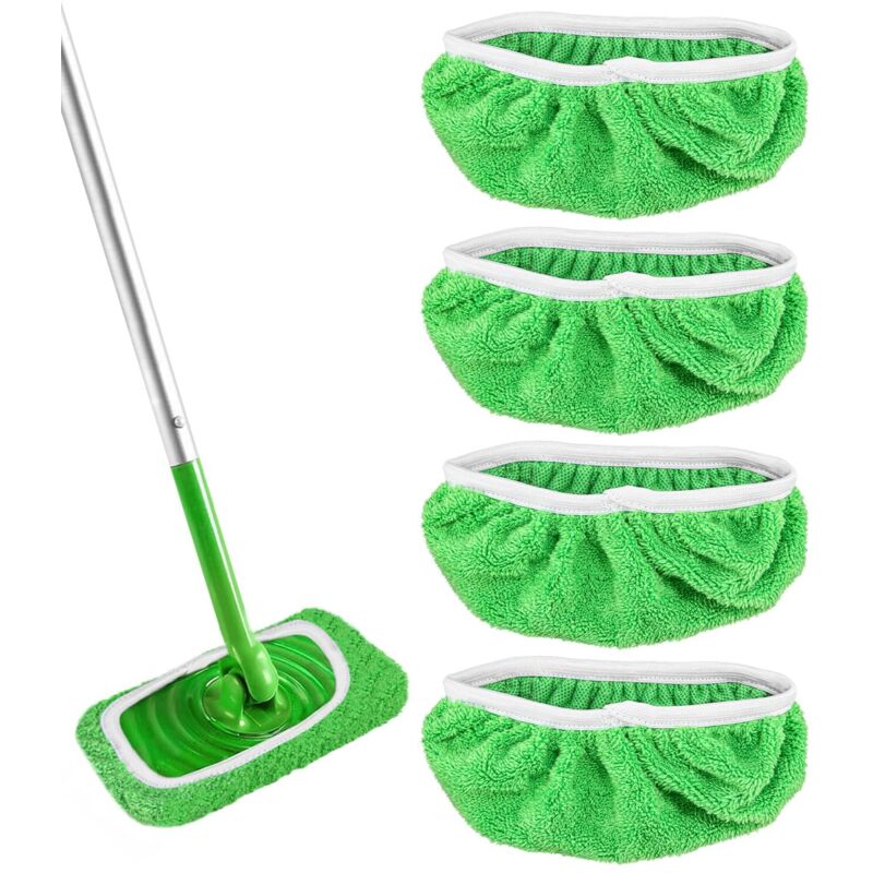 [neuwertig]4 Wiederverwendbare Tücher Für Swiffer Sweeper Mop, Grüne Wiederverwendbare Mopppads, Ersatzbezüge Für Nass- Und Trockenmopp, Geeignet Für Alle Bodenarten