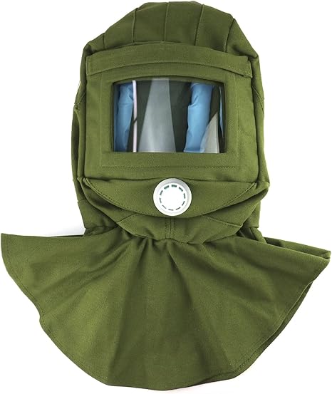 [neuwertig]sandstrahlhelm Aus Segeltuch, Lackschutz, Staubschutz, Industrielle Sandstrahlmaske, Polierschutz (grün)