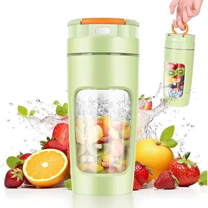 [neuwertig]tragbarer 600-ml-standmixer, Tragbarer Smoothie-maker, Leistungsstarker Smoothie-mixer Mit 20.000 U/min Und 4 Klingen, Mini-mixer Mit Reisedeckel Für Küche, Fitnessstudio, Büro (grün)