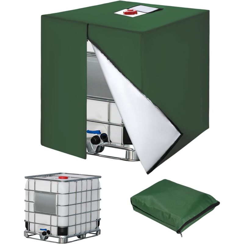 [neuwertig]ibc-tankabdeckung (1000 L), 420d-wassertankdeckel, Uv-beständige Tankabdeckung, Ibc-tank-schutzhülle Mit Reißverschluss, 120 X 100 X 116 Cm (grün)