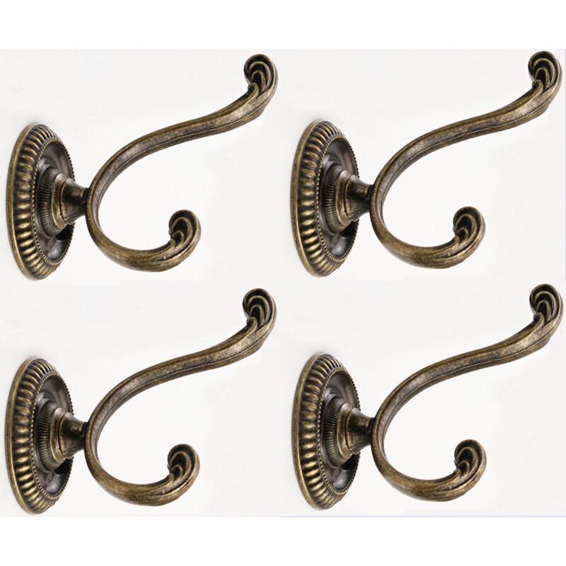[neuwertig]vintage Europäische Wandgarderobe Aus Kupferlegierung, Geeignet Für Bad Oder Küche, Mit Huthaken Aus Metall, Im Antik-stil, 4-teilig